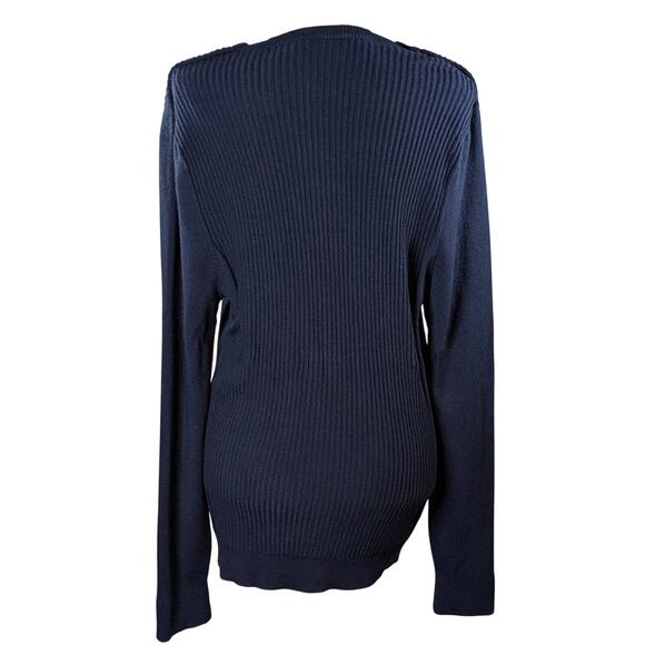 J.McLaughlin Seaspray Knit Top Sweater Navy Blue Gold Button Shoulder Size XL - Picture 5 of 16